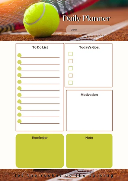 Tennis Planner Digital Planning Insert Sheet Printable Page Template — 스톡 사진
