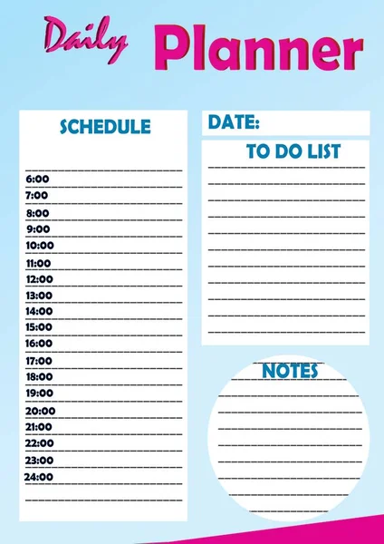 Daily Planner Digital Planning Insert Sheet Printable Page Template — 스톡 사진