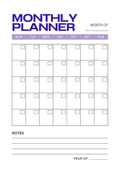 Undated Planner Digital Planning Insert Sheet Printable Page Template — Stock Photo, Image