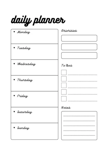 Planificador Letras Planificación Digital Insertar Hoja Plantilla Página Imprimible — Foto de Stock