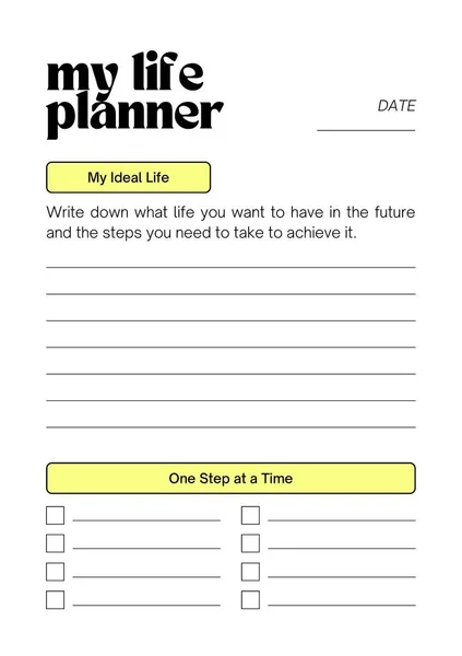 Planejador Vida Planejamento Digital Inserir Folha Modelo Página Imprimível — Fotografia de Stock