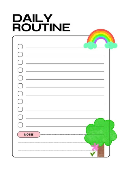 Rainbow Planner Digital Planning Insert Sheet Printable Page Template — 스톡 사진