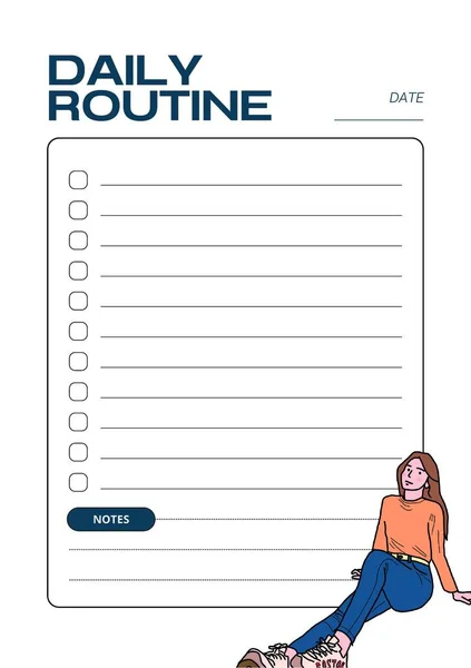 Daily Routine Planner Digital Planning Insert Sheet Printable Page Template — 스톡 사진