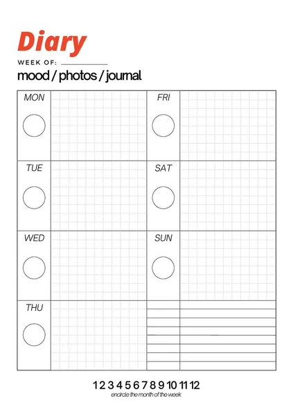 Diary Planner Digital Planning Insert Sheet Printable Page Template — 스톡 사진