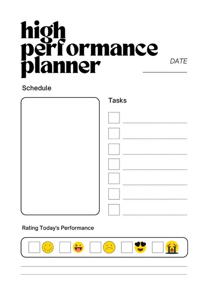 Modèle Page Imprimable Feuille Insertion Planification Numérique Planificateur Haute Performance — Photo