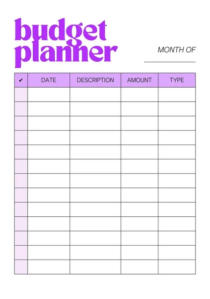 Aylık Bütçe Planlayıcısı Dijital Planlama Sayfa Yazdırılabilir Şablonu Ekle — Stok fotoğraf
