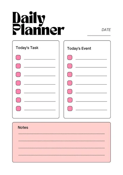 ピンクプランナーデジタル計画挿入シート印刷可能なページテンプレート — ストック写真
