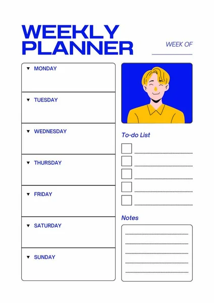 Planner Men Digital Planning Insert Sheet Printable Page Template — Stock Photo, Image
