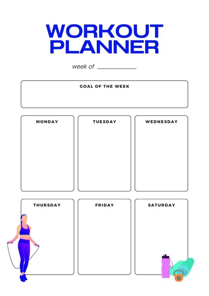 Workout Planner Digital Planering Infoga Ark Utskrivbar Sida Mall — Stockfoto