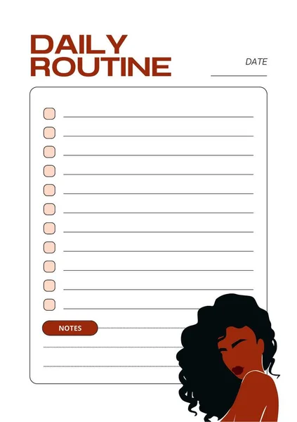 Black Woman Planner Digital Planning Insert Sheet Printable Page Template — Stock Photo, Image
