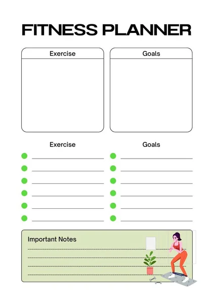 stock image Fitness planner digital planning insert sheet printable page template