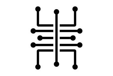 Nöral ağ düz uygulama simgesi minimalist web sembolü siyah işaret