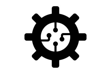 Dijital dişli düz uygulama simgesi minimalist web sembolü siyah işaret
