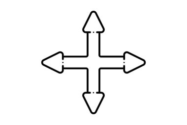 Dört ok çizgisi simgesi siyah web sitesi simgesi minimalist ana çizgi işareti