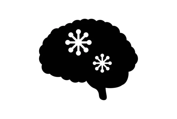 Neurony Mózg Płaska Aplikacja Ikona Minimalistyczny Symbol Web Czarny Znak — Zdjęcie stockowe