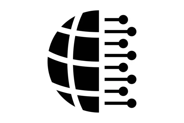 Dünya Düz Uygulama Simgesi Minimalist Web Sembolü Siyah Işareti — Stok fotoğraf