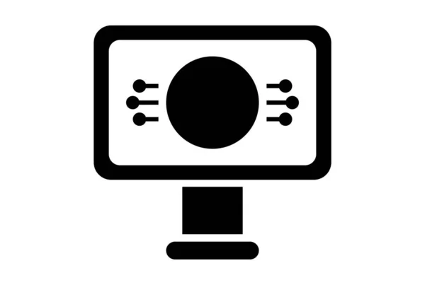 Komputer Płaska Aplikacja Ikona Minimalistyczny Symbol Sieci Web Czarny Znak — Zdjęcie stockowe