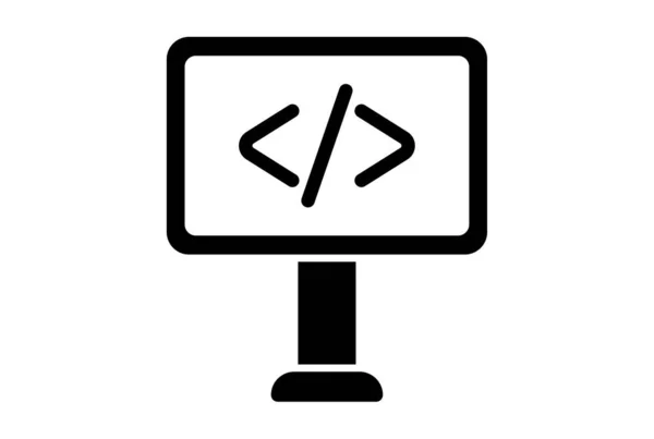 Programación Plana Icono Aplicación Minimalista Símbolo Web Signo Negro — Foto de Stock