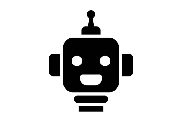 机器人平面应用程序图标简约网络符号黑色标志 — 图库照片