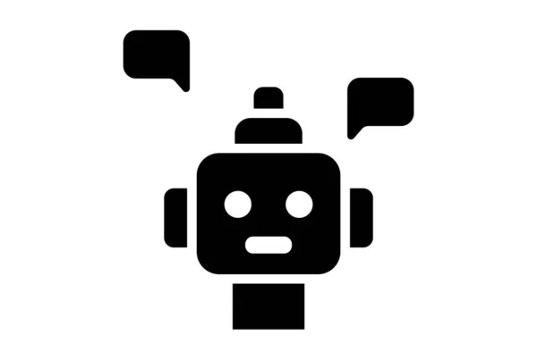 聊天机器人平面应用程序图标简约的网络符号黑色标志 — 图库照片