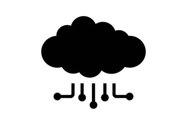 Cloud Lapos Alkalmazás Ikon Minimalista Web Szimbólum Fekete Jel — Stock Fotó