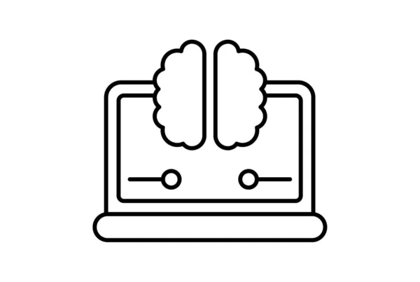Maskininlärning Linje Ikon Webbplats Symbol Artificiell Intelligens Svart Tecken För — Stockfoto