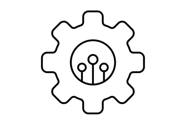 Configuración Del Icono Línea Engranajes Símbolo Del Sitio Web Inteligencia — Foto de Stock