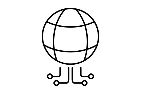 Símbolo Ícone Linha Mundial Símbolo Inteligência Artificial Sinal Preto Para — Fotografia de Stock