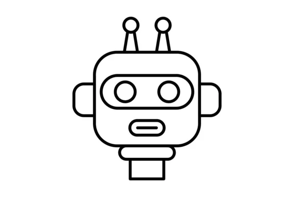 Chatt Bot Line Ikon Webbplats Symbol Artificiell Intelligens Svart Tecken — Stockfoto
