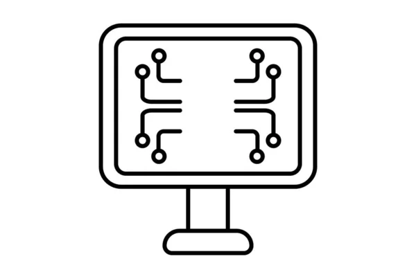 Ikona Počítačové Linky Symbol Webové Stránky Umělé Inteligence Černý Znak — Stock fotografie
