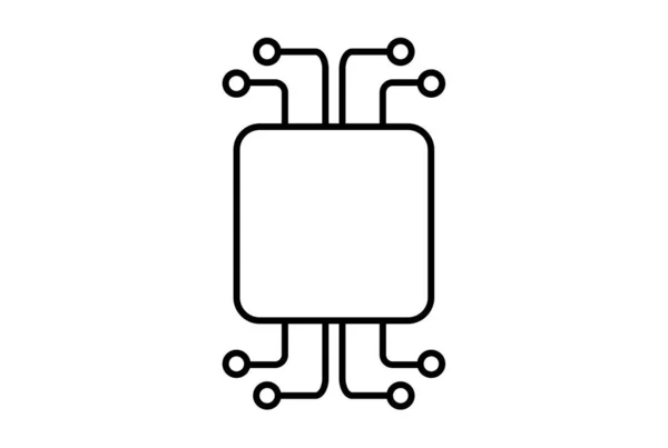芯片行图标网站符号应用程序或网站的人工智能黑色标志 — 图库照片