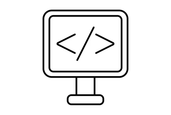 Кодова Лінія Значка Веб Сайту Символ Штучного Інтелекту Чорний Знак — стокове фото