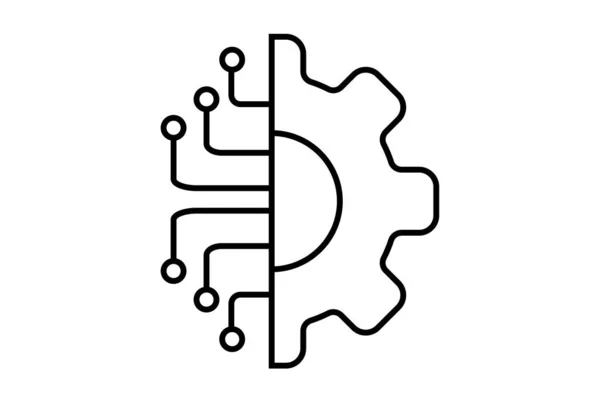 Ρυθμίσεις Εργαλείο Γραμμή Εικονίδιο Ιστοσελίδα Σύμβολο Τεχνητή Νοημοσύνη Μαύρο Σημάδι — Φωτογραφία Αρχείου