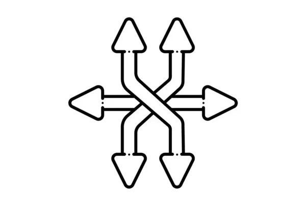 Uniwersalna Ikona Linii Strzałek Czarna Strona Symbol Minimalistyczny Szkic Znak — Zdjęcie stockowe