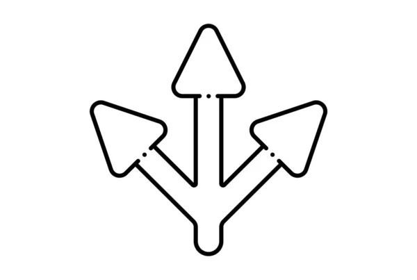 Tiga Arah Panah Garis Panah Ikon Situs Hitam Simbol Minimalis — Stok Foto