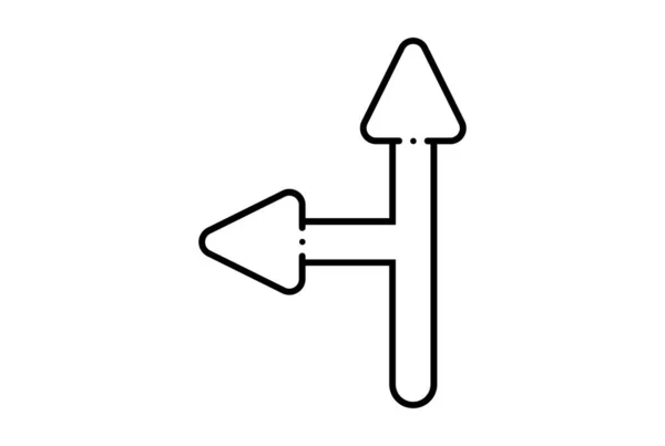 Dwie Strzałki Linii Ikona Czarna Strona Symbol Minimalistyczny Szkic Znak — Zdjęcie stockowe