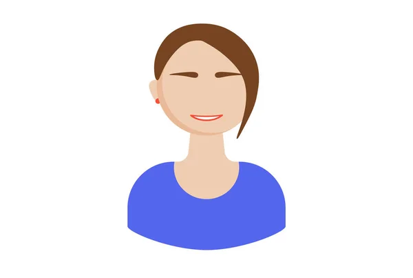 Γυναίκα Ένα Μπλε Πουκάμισο Avatar Εικονίδιο Χαρακτήρα Web Σύμβολο Πρόσωπο — Φωτογραφία Αρχείου