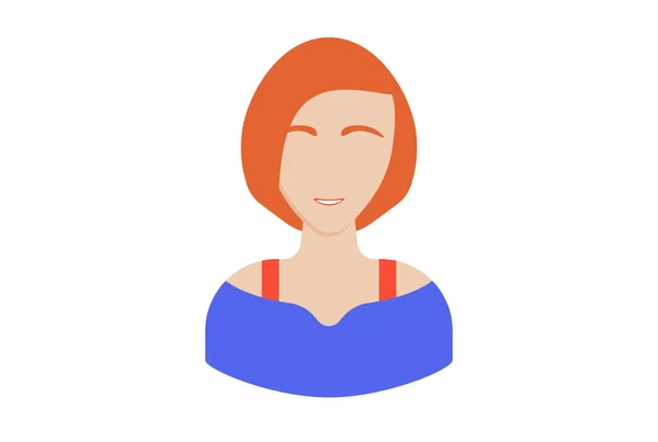 Девушка Красный Короткие Волосы Аватар Иконка Персонажа Веб Символ Человек — стоковое фото