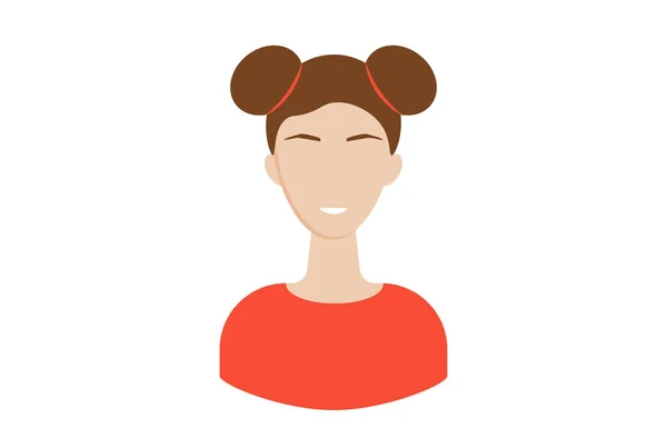 Flicka Med Två Bullar Avatar Ikon Tecken Webbsymbol Person App — Stockfoto