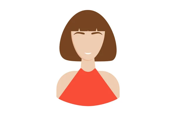 Brunett Kvinnor Med Lugg Avatar Ikon Tecken Webbsymbol Person App — Stockfoto