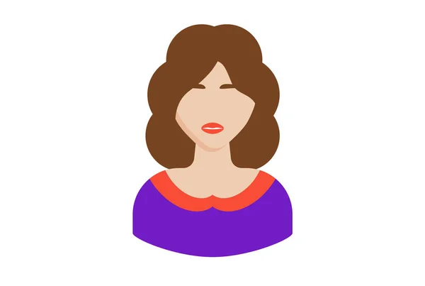 Lockige Brünette Mädchen Avatar Symbol Charakter Web Symbol Person App — Stockfoto