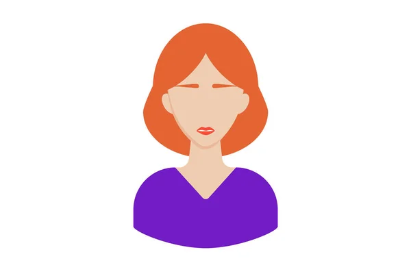 Girl Purple Shirt Avatar Icon Character Web Symbol Person App — Stock Photo, Image