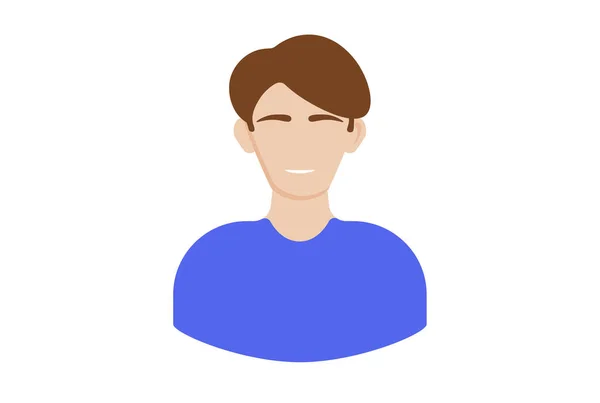 Brunette Blue Shirt Avatar Icon Character Web Symbol Person App — Stock Photo, Image