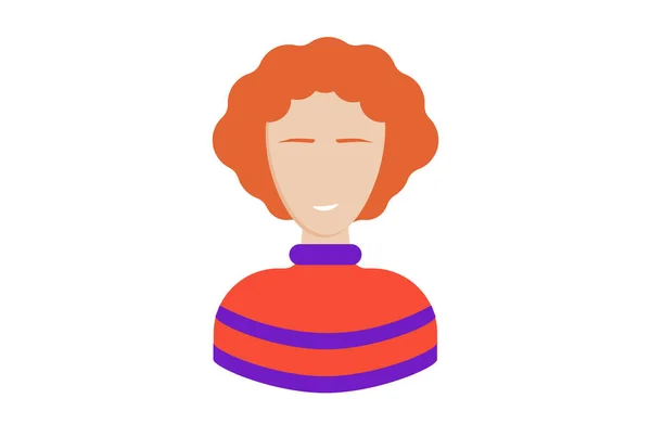 Kadın Kıvırcık Saçlı Avatar Ikonu Karakter Web Sembolü Uygulama Işareti — Stok fotoğraf
