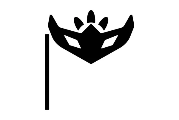 Pióro Maska Karnawał Ikona Czarny Strona Glif Symbol Cyrk Znak — Zdjęcie stockowe