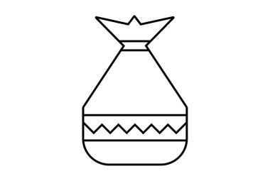 Hediye çantası Xmas çizgisi simgesi minimalist noel sembolü siyah düz tabela çizimi