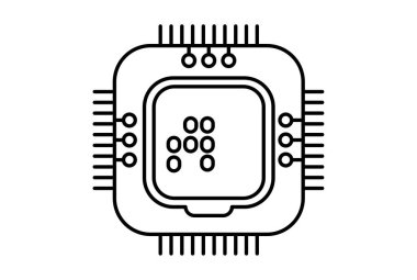 Cpu düz simge minimalist teknoloji sembolü pc donanım tabelaları