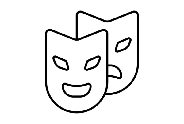 仮面ラインカーニバルアイコンフェスティバルサインブラックパーティーシンボルアートワーク — ストック写真