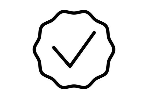 Vink Badge Lijn Pictogram Zwart Vinkje Web Symbool Minimalistische App — Stockfoto