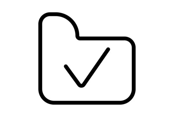Sprawdź Folder Wiersz Ikona Czarny Kleszcz Symbol Internetowy Minimalistyczny Znak — Zdjęcie stockowe